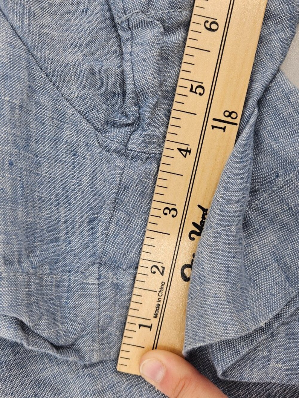 Athleta Retreat Linen 4" Shorts Chambray Wash Blue Women's Size 22 Mid Rise - Picture 13 of 13